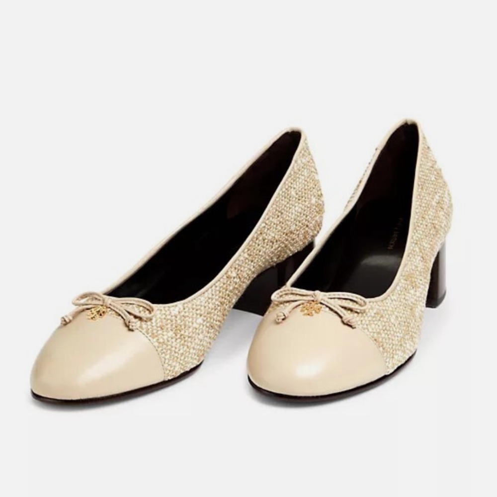 Tory Burch Cream and Gold Heels